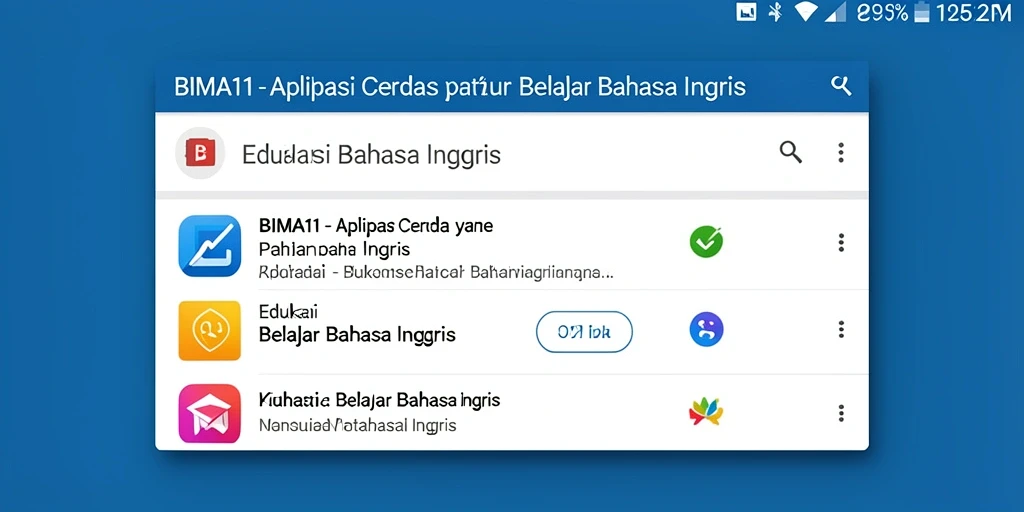 Tampilan antarmuka aplikasi BIMA11 untuk belajar Bahasa Inggris.