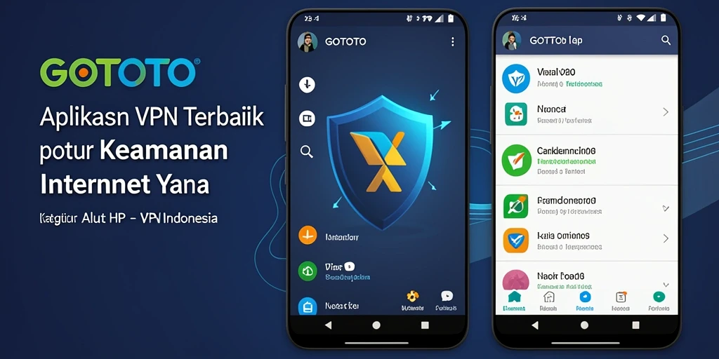 Antarmuka GOTOTO menampilkan koneksi VPN yang aman dan intuitif.