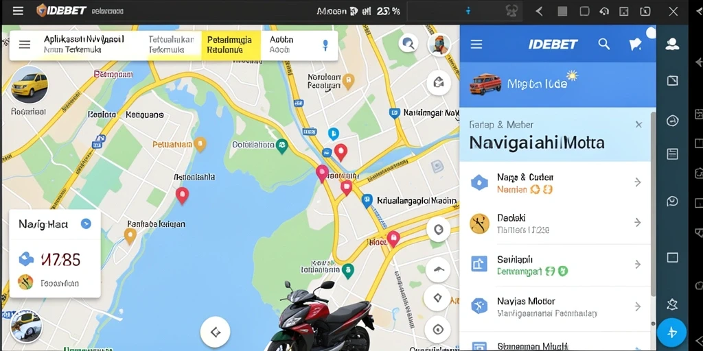 Tampilan antarmuka aplikasi Navigasi Motor IDEBET yang intuitif.