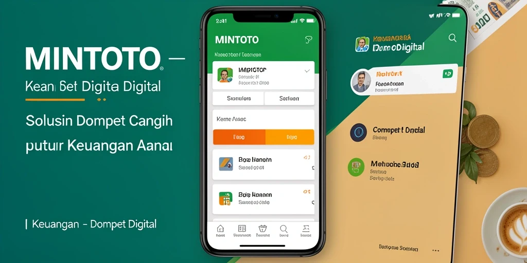 Screenshot antarmuka aplikasi MINTOTO menampilkan fitur dompet digital yang lengkap.