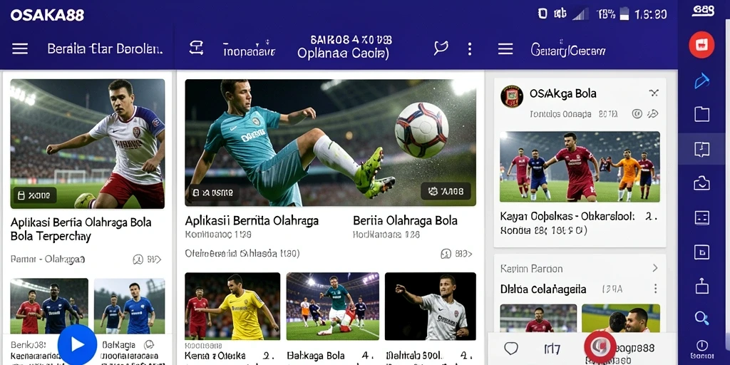 Antarmuka OSAKA88 yang modern dan informatif untuk berita olahraga bola.