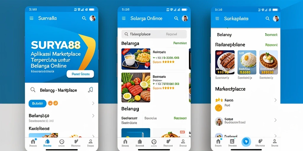 Antarmuka aplikasi SURYA88 yang user-friendly untuk belanja online.
